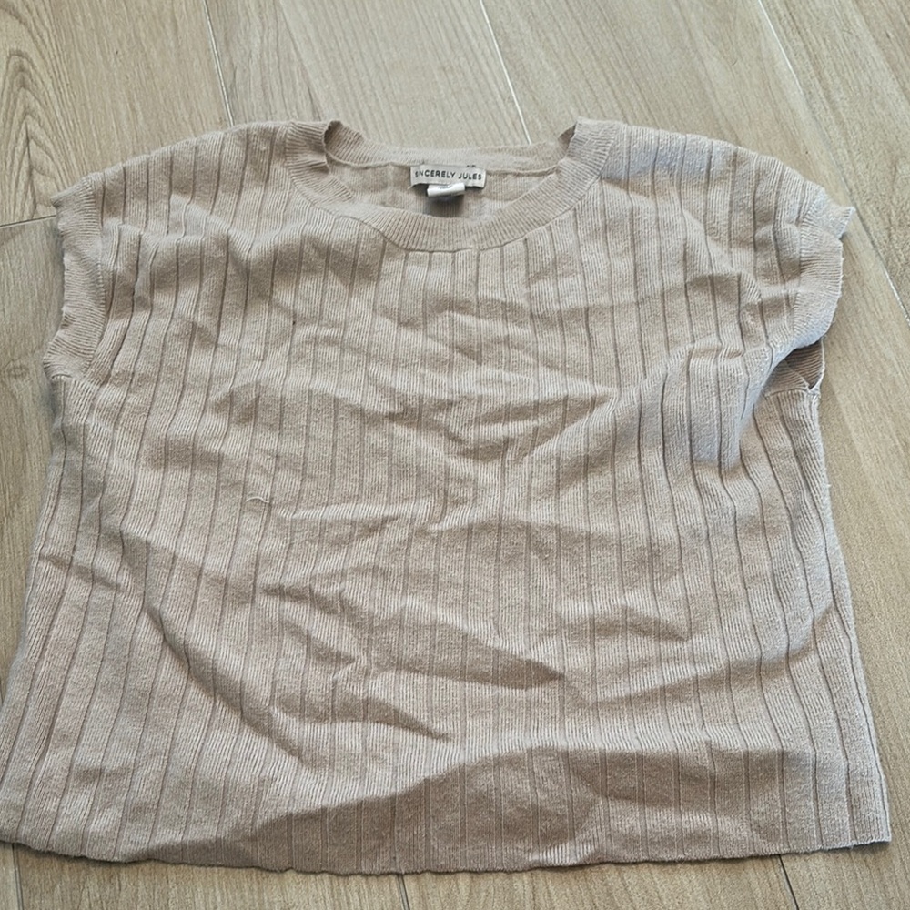 Sincerely Jules Beige Crew Neck Sweater
